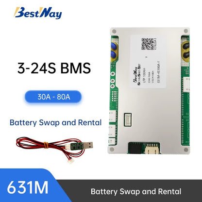 BMS 3S-24S 30A-80A for AGV, Battery Swap and Rental and Two Wheel Electric Motor